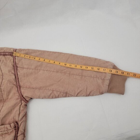 FREE PEOPLE Womens Jacket Mixed Signals Sz SMALL Pink Quilted Bomber Boho - Picture 13 of 15